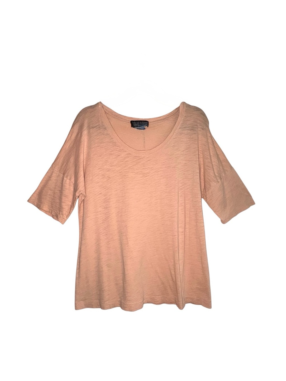 Harlowe & Graham relaxed-fit scoop neck top in a soft peach/coral hue